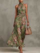 Джулиана | Дълга рокля с халтер и цветя