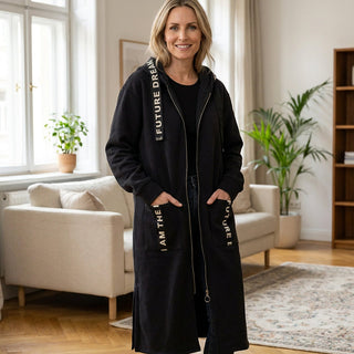 Freya | Hooded Longline Zip Coat