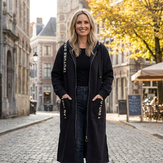 Freya | Hooded Longline Zip Coat