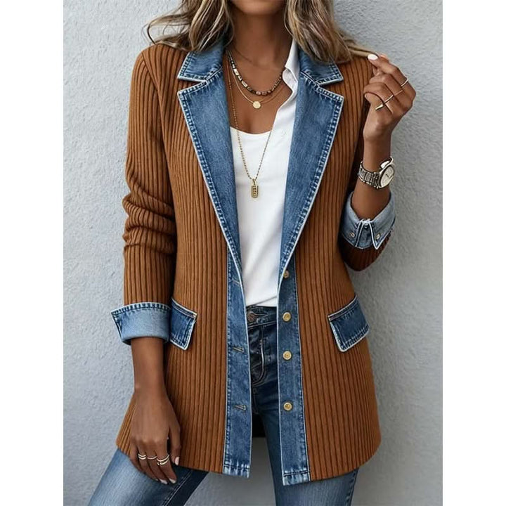 Селин | Плетено яке с дънков кант