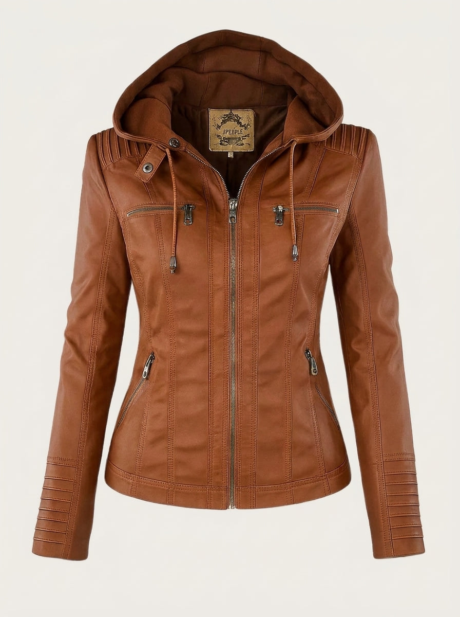 Flavia | Hooded Leather-Look Jacket