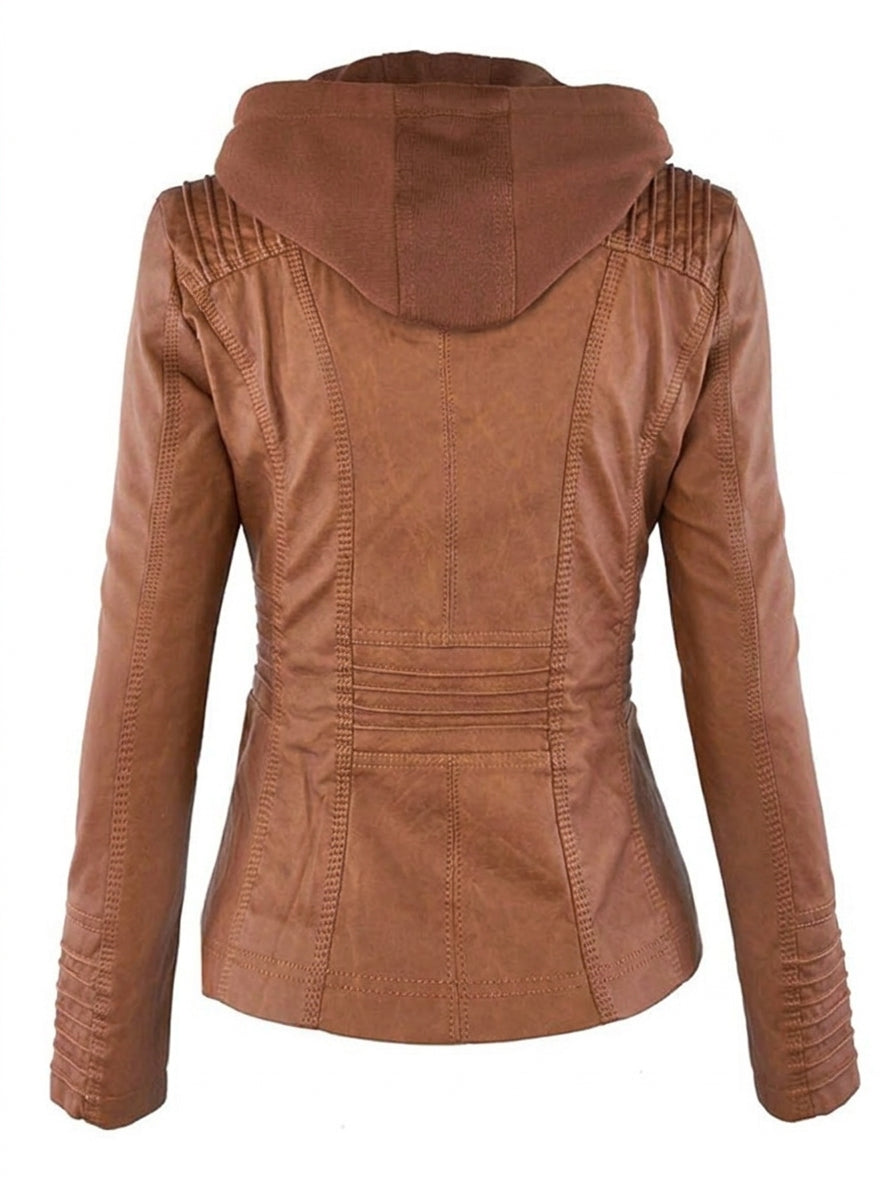 Flavia | Hooded Leather-Look Jacket