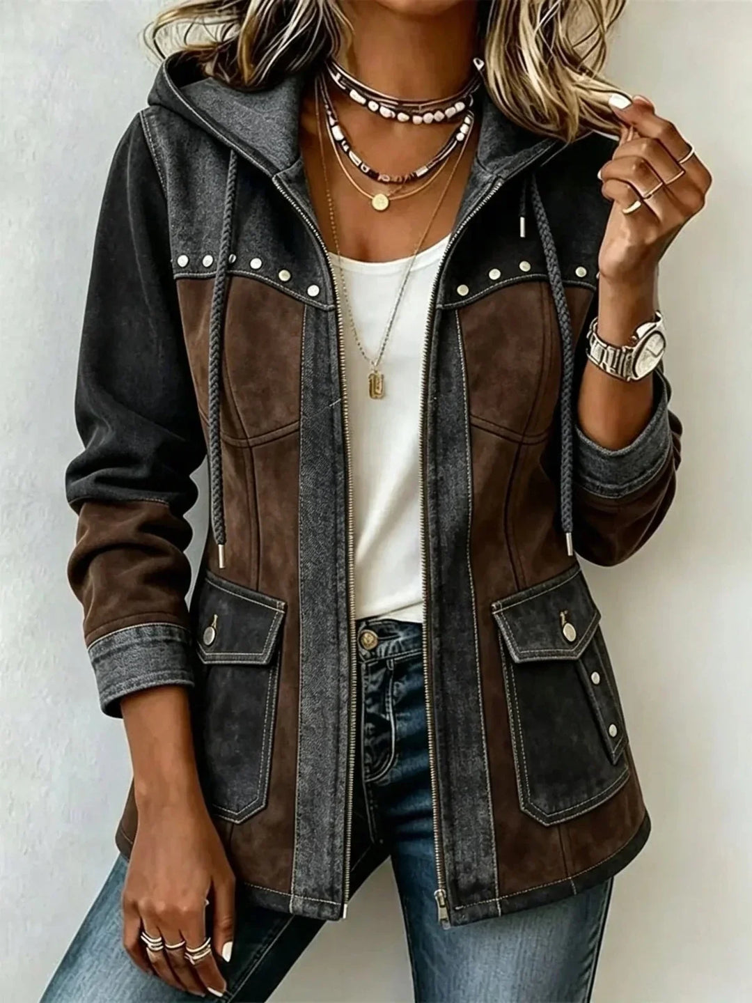 Veronique | Two-Tone Hooded Jacket