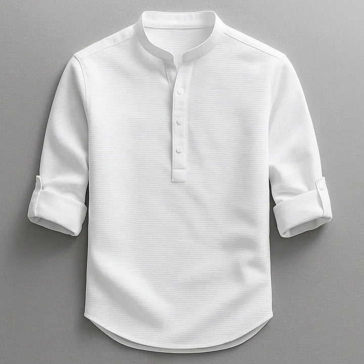 Порто | Вафлена блуза с права яка и копчета