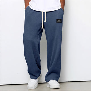 Waffle-Knit Relaxed Trousers with Drawstring Waist
