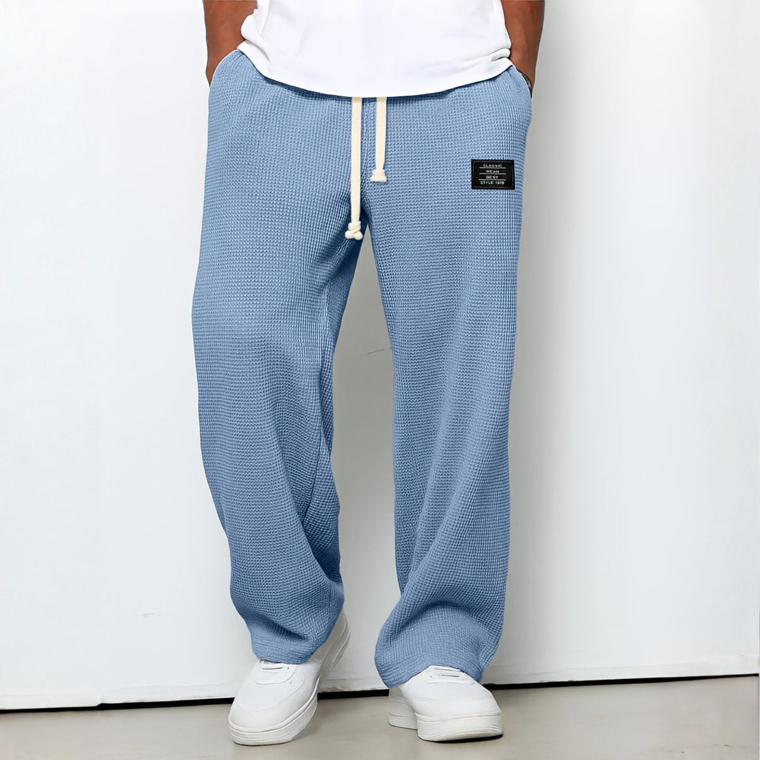 Waffle-Knit Relaxed Trousers with Drawstring Waist