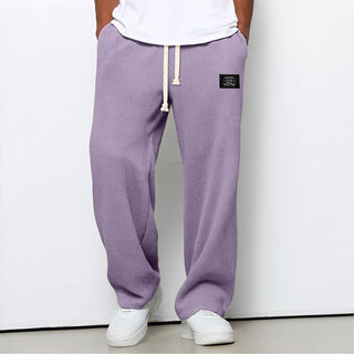 Waffle-Knit Relaxed Trousers with Drawstring Waist