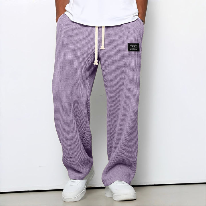 Waffle-Knit Relaxed Trousers with Drawstring Waist